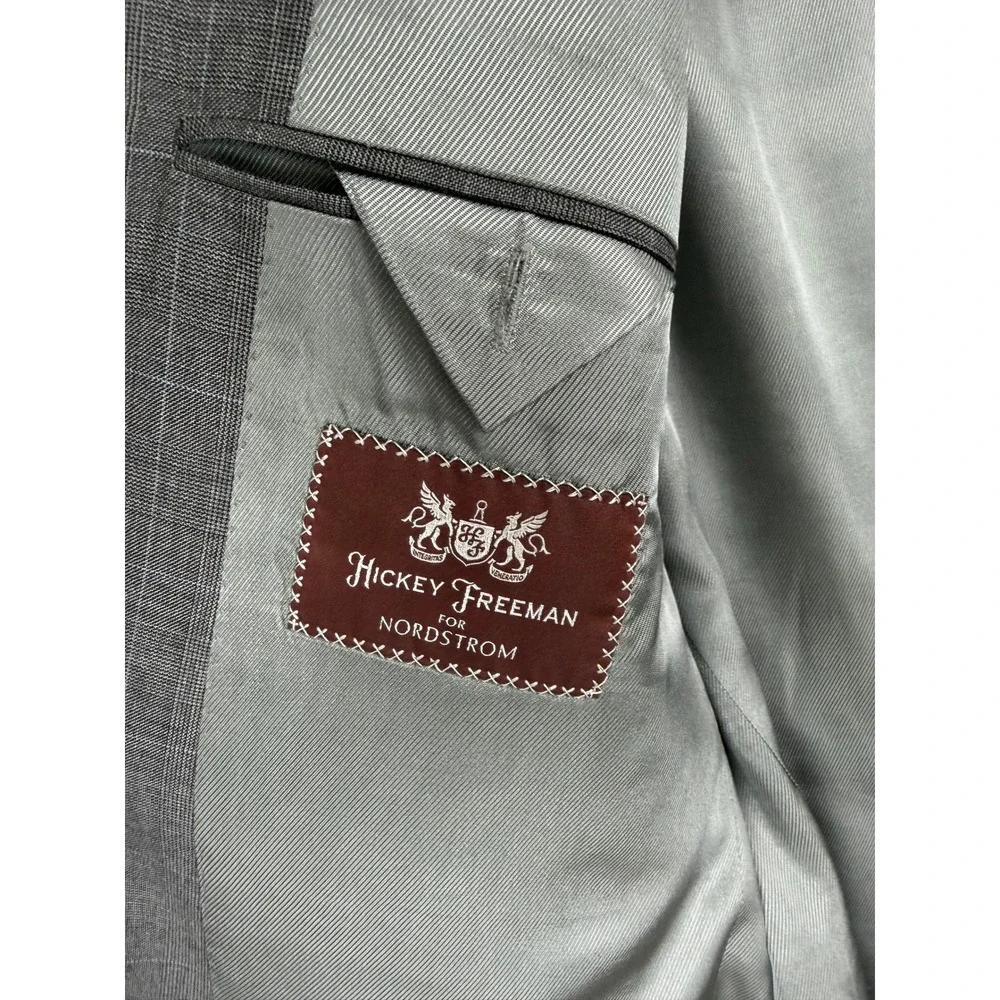 Hickey‎ Freeman Nordstrom Mens Grey Glen Plaid Worsted Wool Suit 44 Long Madison